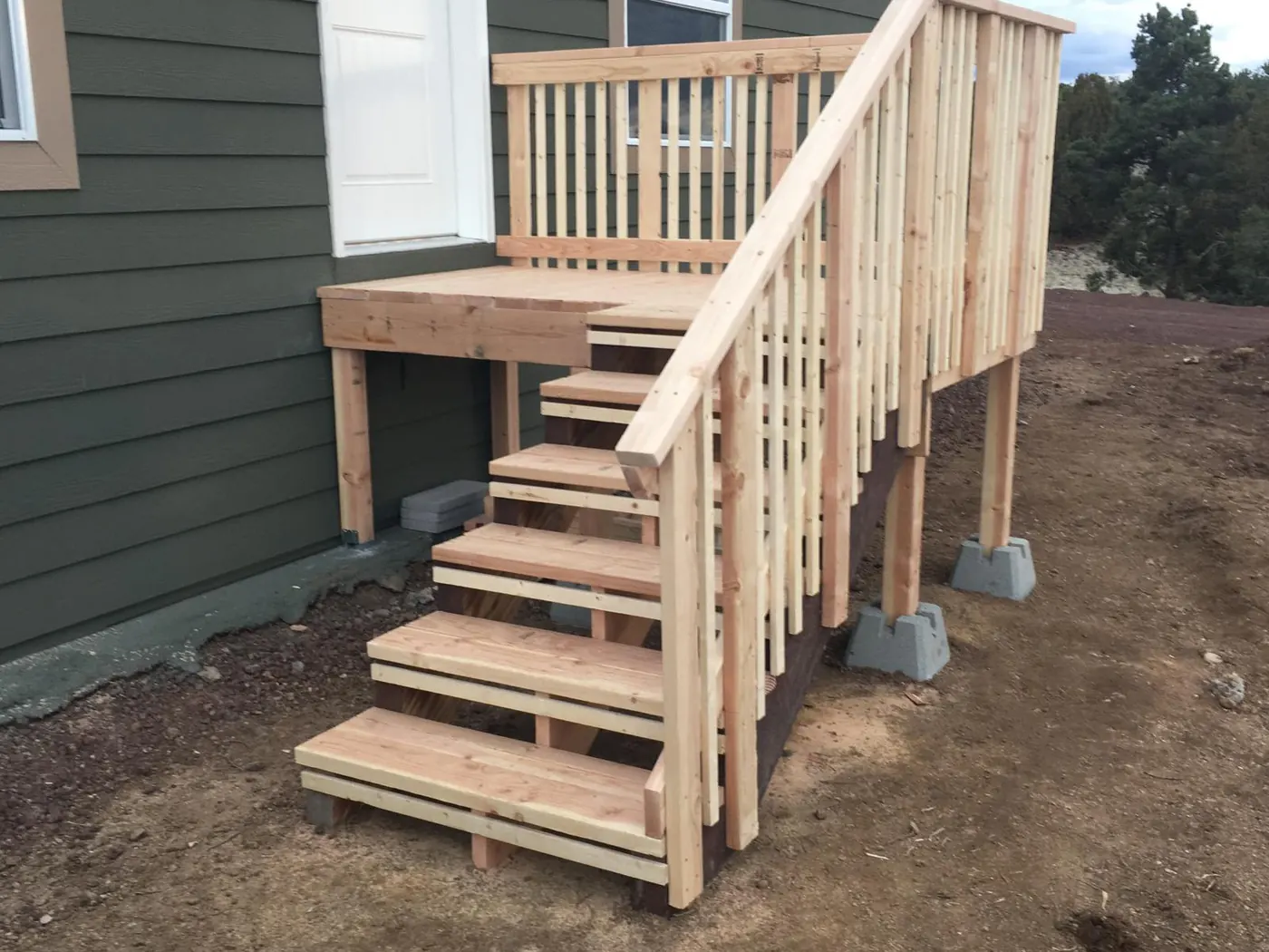 Exterior stair and rail construction detail on a K&R project