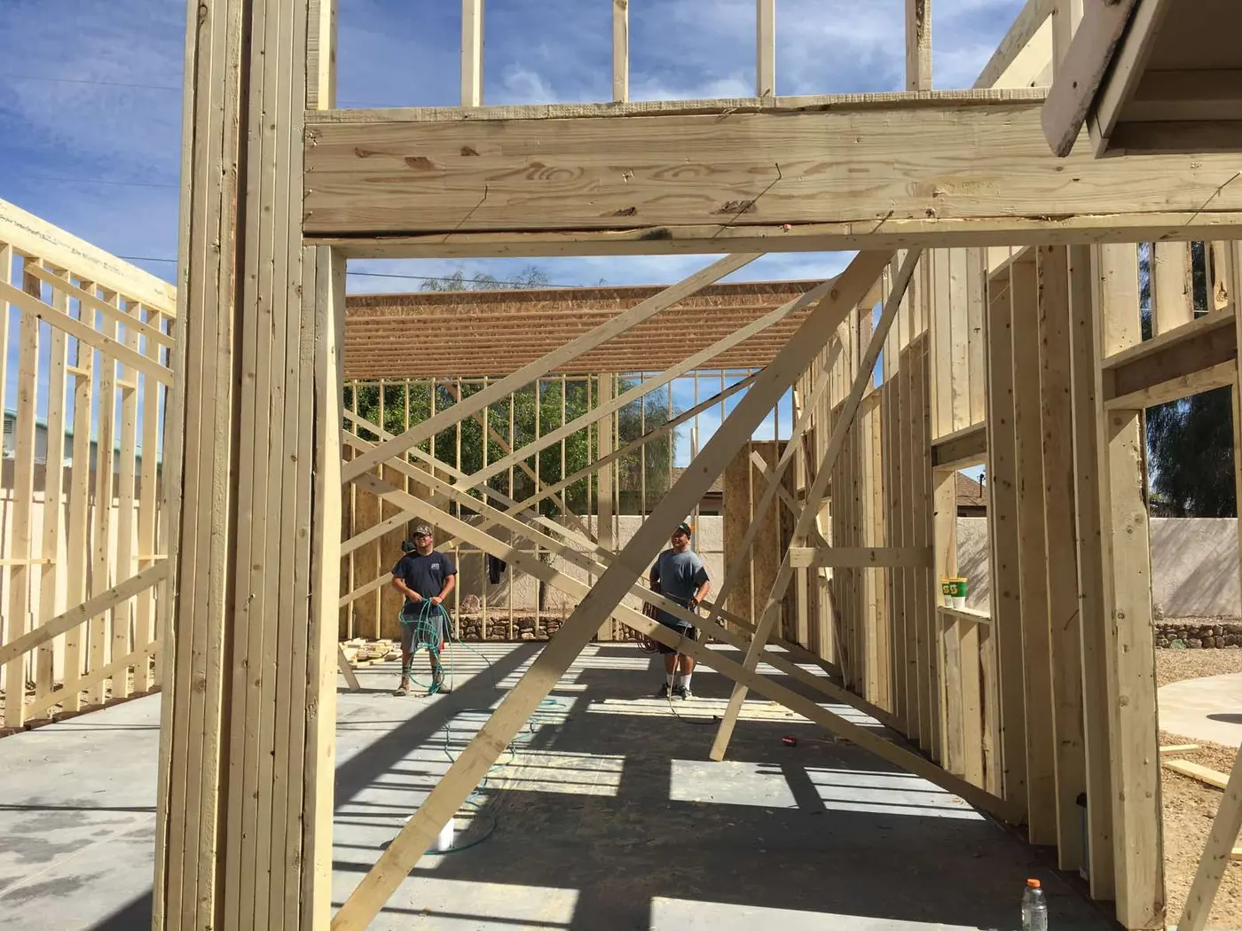 Interior wood framing corridor on a K&R project