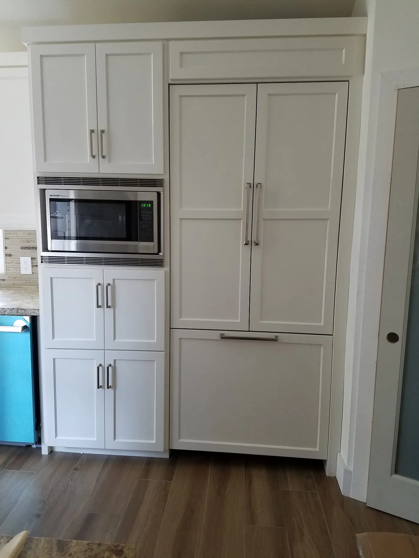 Built-in cabinetry and tile flooring in the West Covina residence